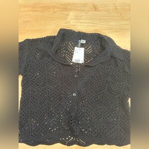 H&M Black Crochet Cardigan